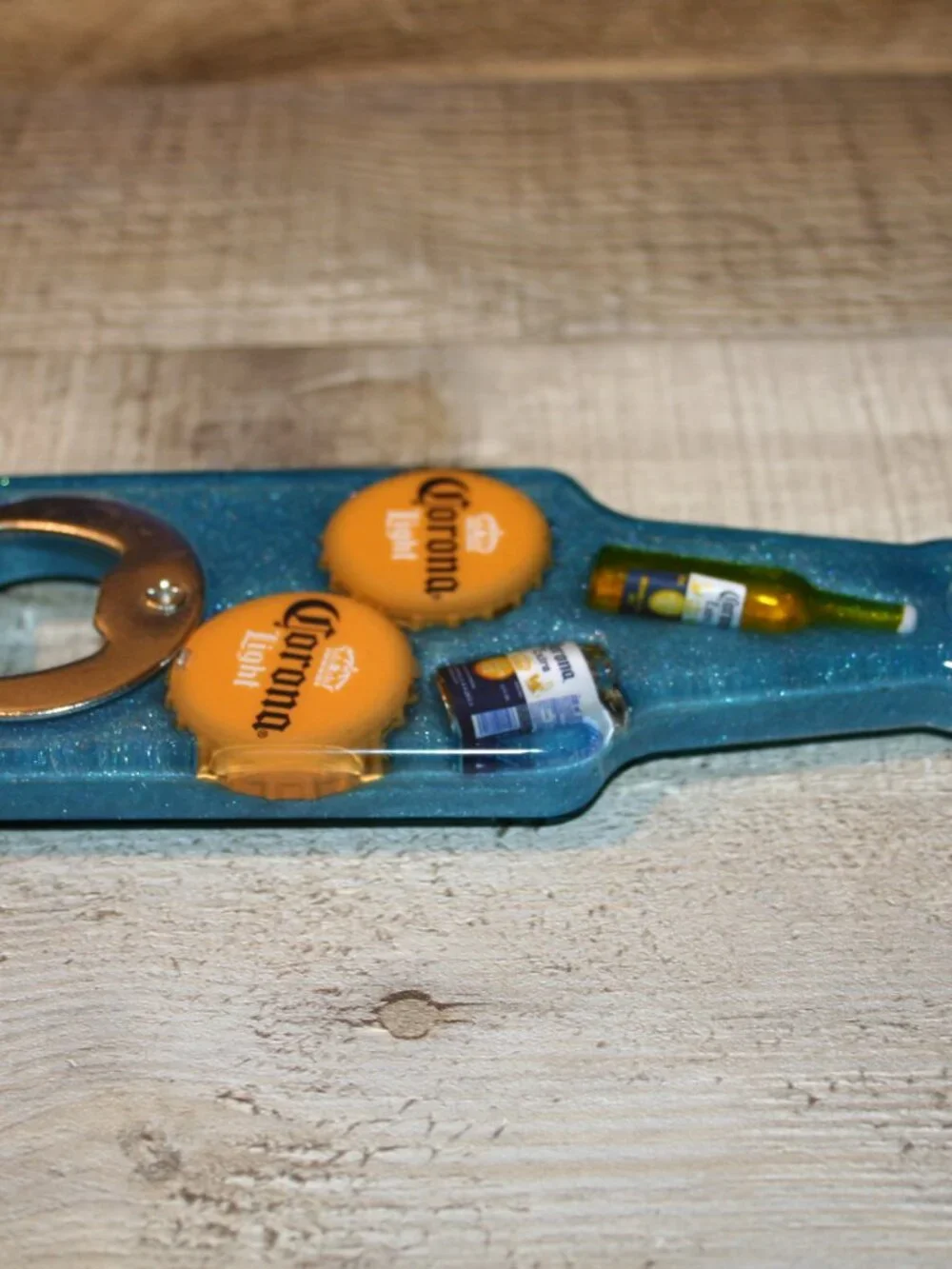 Handmade Resin Bottle Opener Fridge Magnet Bar Accessory Beer Shape Alcohol Blue